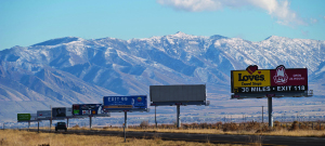 A shot of the many billboards along I-80