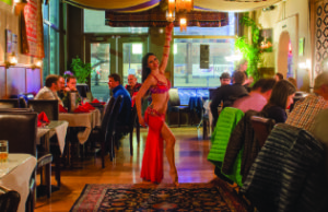A Cedars of Lebanon belly dancer entertains guests.