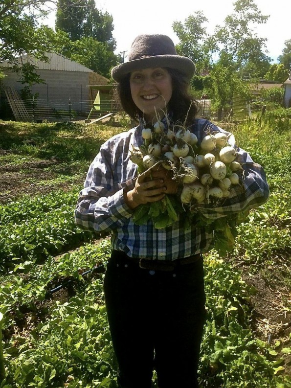 Alexandra Parc picks a fresh crop of turnips