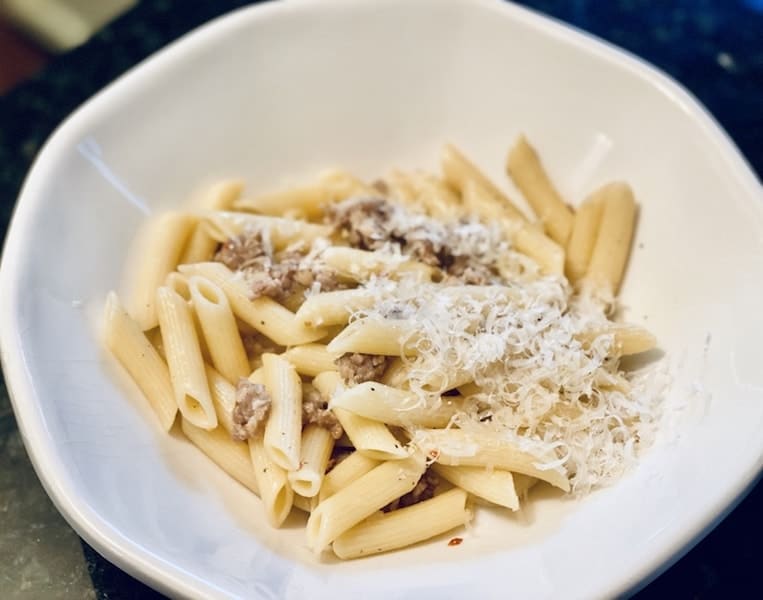 Penne with White Sausage Sauce