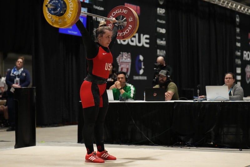 Maci Winn competes in a weightlifting competition.