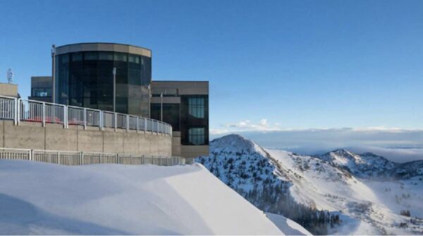 The Snowbird fortress lodge on top of Hidden Peak.