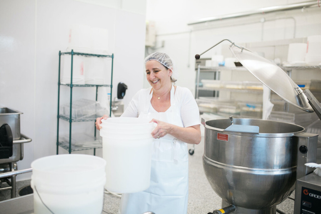 Making the cheese at Park City Creamery.