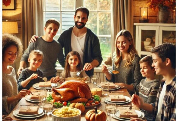 Thanksgiving dinner at home.